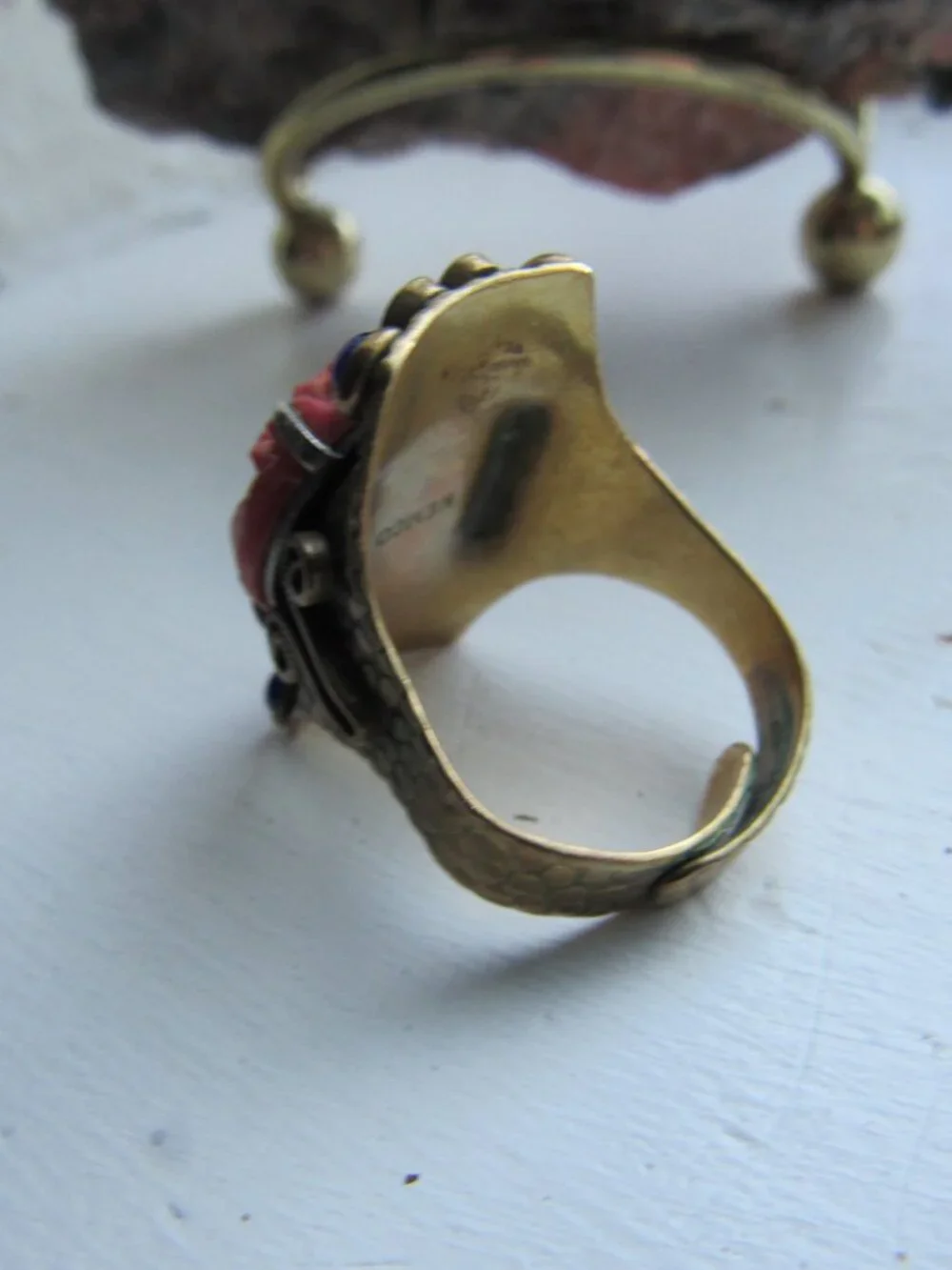 Vintage Mexican Celluloid Floral Ring 7-8